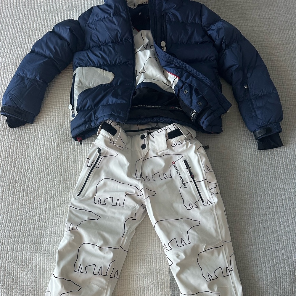 Perfect Moment Kids Polar Bear Print ski Pants and Jacket